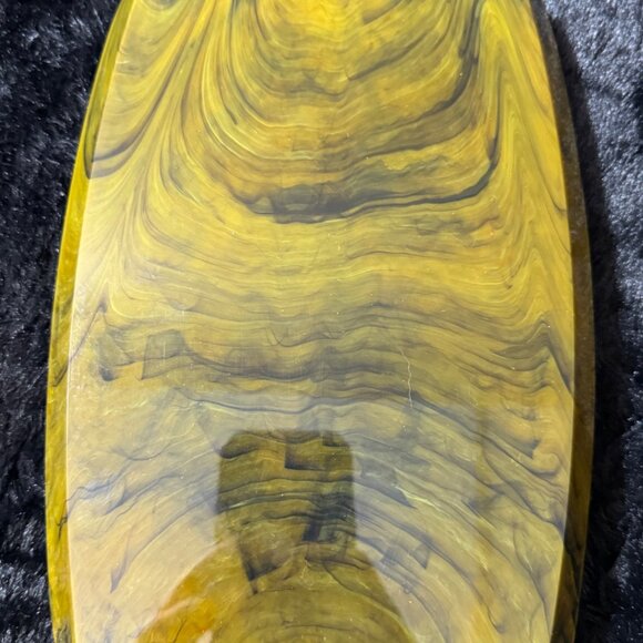 Set Of 4 Vintage Mid-Century Olive Green Swirled Lucite Snack Trays - Picture 4 of 5